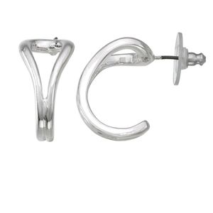 Dana Buchman Silver Tone Loop C-Hoop Earrings